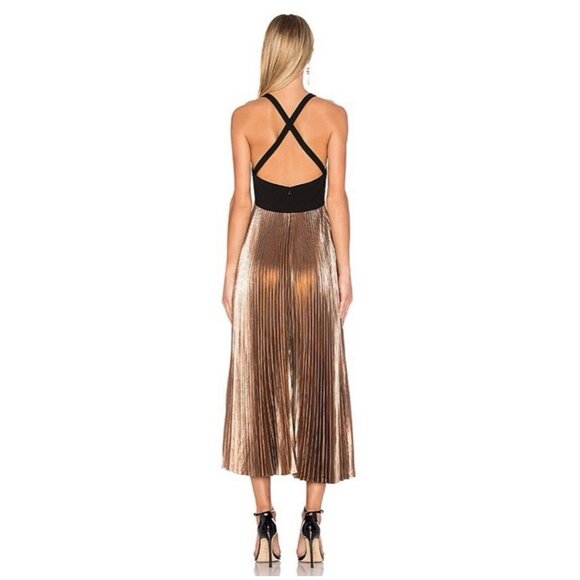 A.L.C. Alba Metallic Pleated Midi Dress - Picture 2 of 13